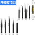 thumbnail image 3 of Anti Rust Stainless Steel Tweezers Set of 10/11 for Model Assembly and Repair Craft Projects with Canvas Storage Bag, 3 of 8