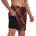 thumbnail image 2 of Logiee Buffalo Check Plaid Print Men's Swim Trunk,Quick Dry Board Shorts ,Men's Swim Trunks with Compression Liner, Bathing Suits with Pockets-XX-Large, 2 of 6