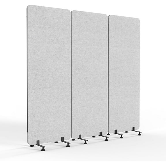 VINGLI Room Divider Screen, Freestanding Privacy Partition Wall, Zipper Connected Panels with Wheels, Office Space Separator