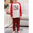 thumbnail image 6 of Family Matching Christmas Pajamas, Baby Romper/Letter Snowflake Pattern Long Sleeve Tops and Plaid Pants Sleepwear Set, 6 of 7