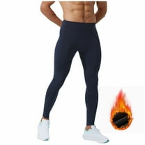 ZQUUVOU Men's Thermal Underwear Pants Fleece Lined Running Tights Leggings Athletic Ski Base Layer Bottoms Cold Weather Navy