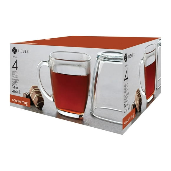 Tasses à café en verre Square Mug de Libbey 414 ml (14 oz), ens. de 4