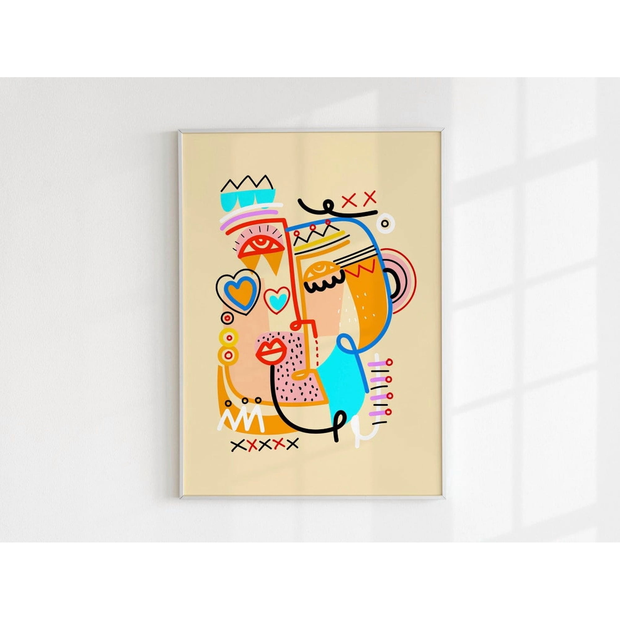 Colourful Abstract Face 3 Contemporary Wall Art Print Minimalist For Home Modern Living Room And Office Decor