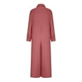 thumbnail image 5 of Tbopshirt Jumpsuits for Women,Women's Plus Size Wide Leg Overalls,Solid Turn-down Collar Cotton Linen Romper Long Playsuit Zipper Jumpsuit,Causal Womens Jumpsuits, 5 of 6