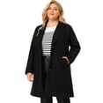 thumbnail image 1 of Women's Plus Size Winter Coats Elegant Notched Lapel Single Breasted Trench Coat Black 1X, 1 of 7