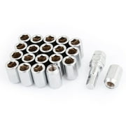 Unique Bargains 21 in 1 Locking Hexagonal Closed End Lug Nuts Set Silver Tone 12 x 1.5mm for Car