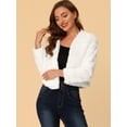 thumbnail image 2 of DARING DIVA Women's Long Sleeve Collarless Shaggy Soft Faux Fur Coat M White, 2 of 6