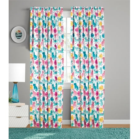 On A Vinyl Curtain - Your Zone Pop Print Window Curtain Panel, Set of 2
