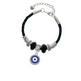 thumbnail image 2 of Delight Jewelry Silvertone Large Blue Evil Eye with AB Crystal Border Wife Celtic Knot Leather Bead Bracelet, 7"+2" Extender, 2 of 4