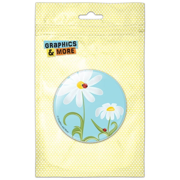 Sweet Ladybugs on Flowers Pinback Button Pin Badge
