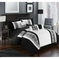 thumbnail image 4 of Chic Home 8/10 Piece Adam Pintuck Pieced Color Block Embroidery Bed In a Bag Comforter Set With sheet set, 4 of 5