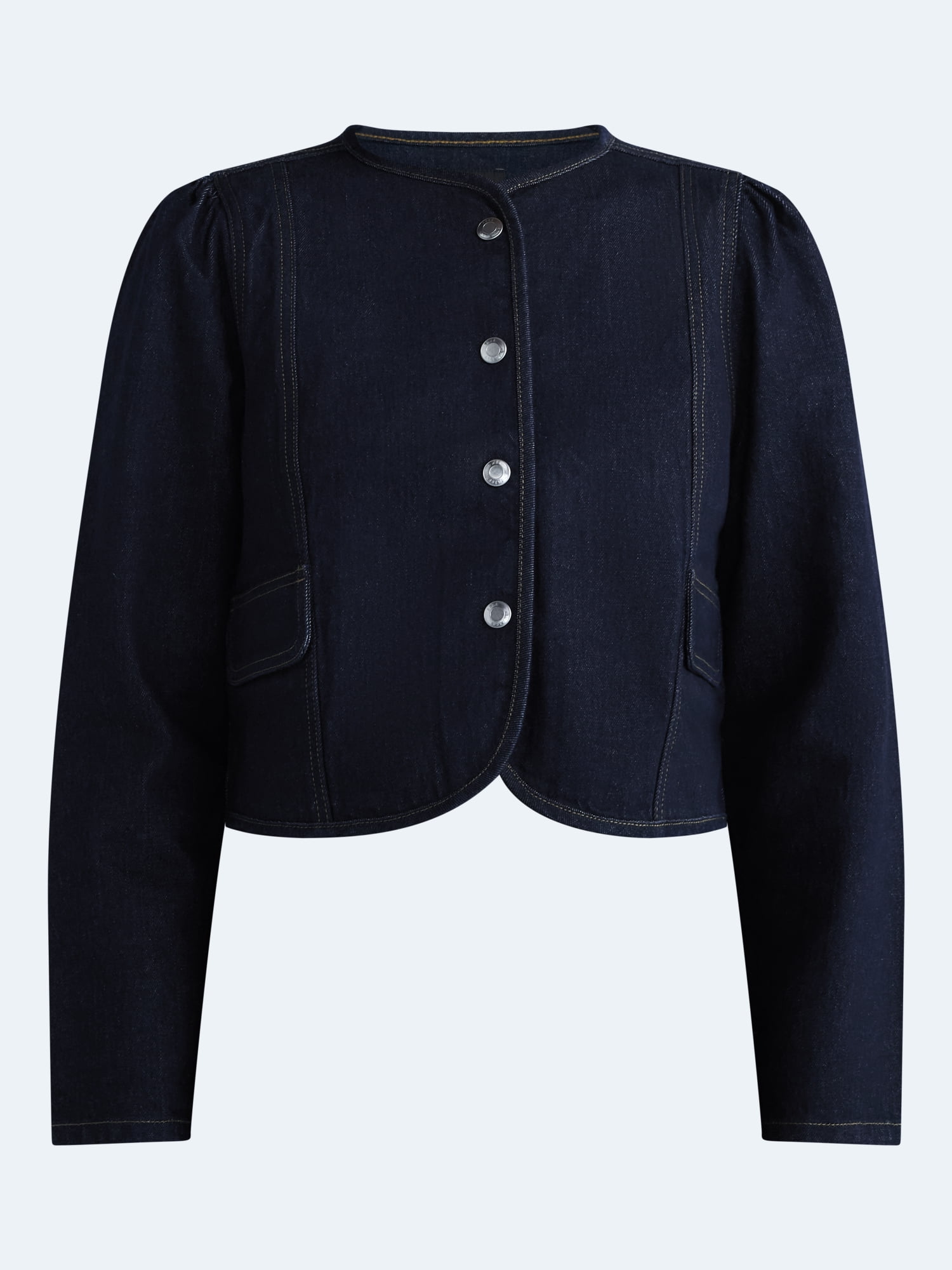Free Assembly Women's Puff Sleeve Cropped Jacket with Long Sleeves, Sizes XS-XXL
