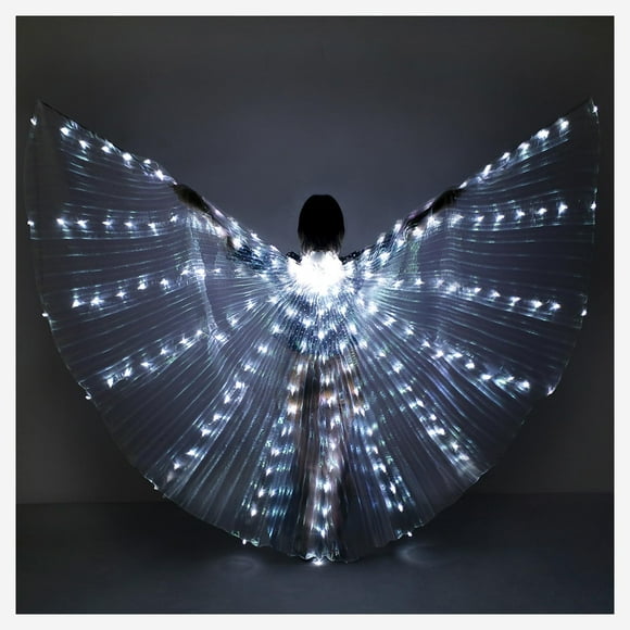 iMucci Ailes LED Lumineuses Ailes de Fée Ailes Isis - Ailes d'Ange Lumineuses avec Bâtons Télescopiques Tiges Flexibles pour Adultes et Enfants Blanc