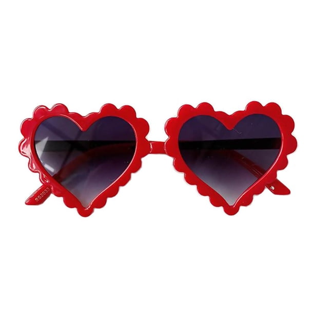 Gafas de sol de plástico con protección UV400, diseño de corazón, ideales como recuerdo para fiestas en la playa. rojo