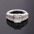 thumbnail image 3 of Eclet Jewels 14K White Gold Over Rings - 2 Ct Emerald Cut Diamond Rings - Engagement Gifts for Women's - Multi Stone Stacking Engagement Rings - Modern Elongated Emerald Diamond Ring for Women's, 3 of 8