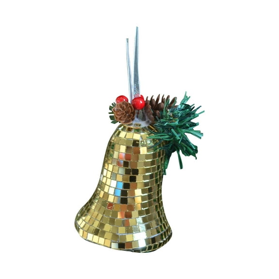 Gold Disco Ball Christmas Ornament Mirror Glass Pendant Retro Style Tree Decoration Holiday Home Decor Festive Party Hanging Accent 4.5X3.1 Inches 96G