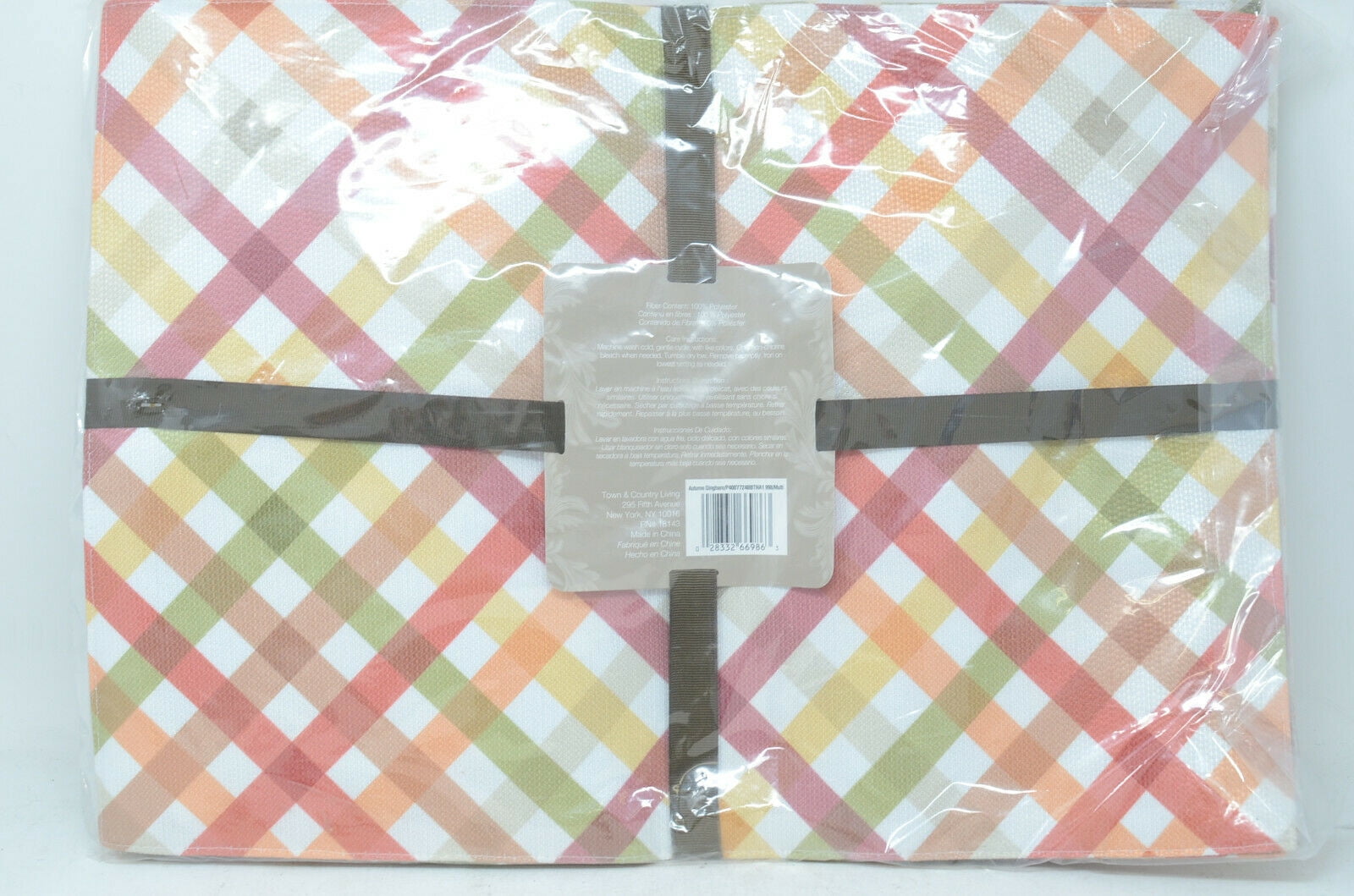 Autumn Gingham Check Harvest Print Placemat Set Of 4, Earth Tones Placemats