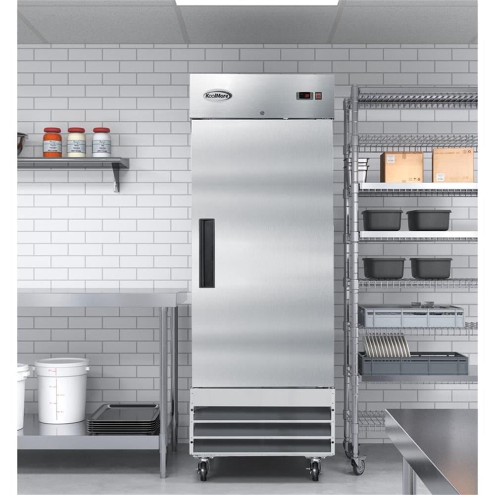 Pemberly Row Silver 29" One Door Commercial Reach-in Refrigerator 23 cu. ft. in