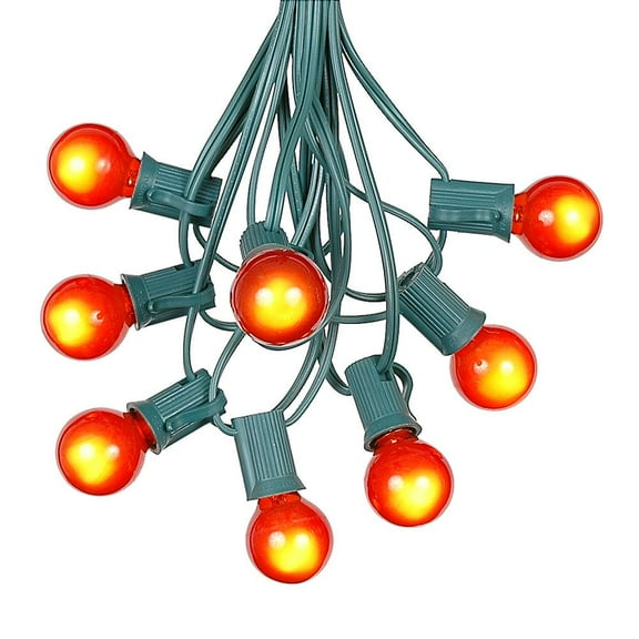 Novelty Lights 25 Feet Orange G30 Globe Outdoor Patio String Lights, Green Wire