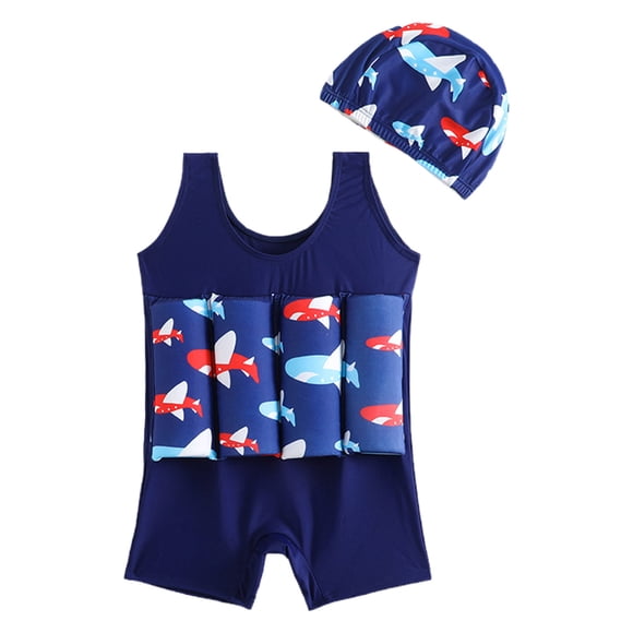 Odeerbi Traje de Baño de Flotación de Chicos de 1-5 Años Con Gorra de Baño Traje de Baño de Flotación de Flotación de Una Sola Pieza