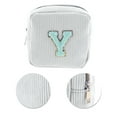 thumbnail image 4 of Unique Bargains 1 Pc Letter Y Pattern Makeup Bag for Travel White Corduroy, 4 of 6