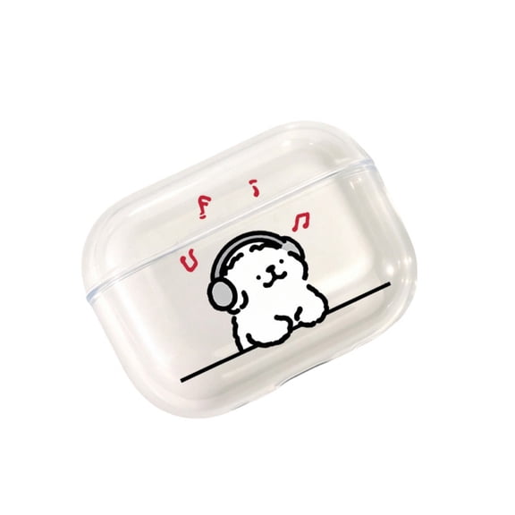 XFY Clear Cartoon Dog Earbud Case,Soft TPU Protective Cover for AirpodsPro/ Airpods Pro 2 / Pro 3 / Airpods 4 Charging Case