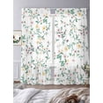 thumbnail image 3 of Spring Flowers Sheer Curtains 84 Inch Length 2 Panels Set Window Treatments, Yellow Pink Floral Leaves Country Farm Plants Rod Pocket Semi Curtains for Living Room/Bedroom/Kitchen, 104"W x 84"L, 3 of 7