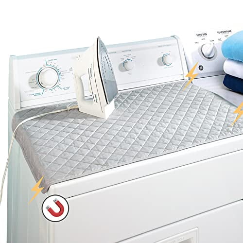 Magnetic Ironing Mat Blanket,Iron Board Alternative Cover/Quilted Washer Dryer Heat Resistant Pad/Portable Cover/Mat Grey 33"X 18"