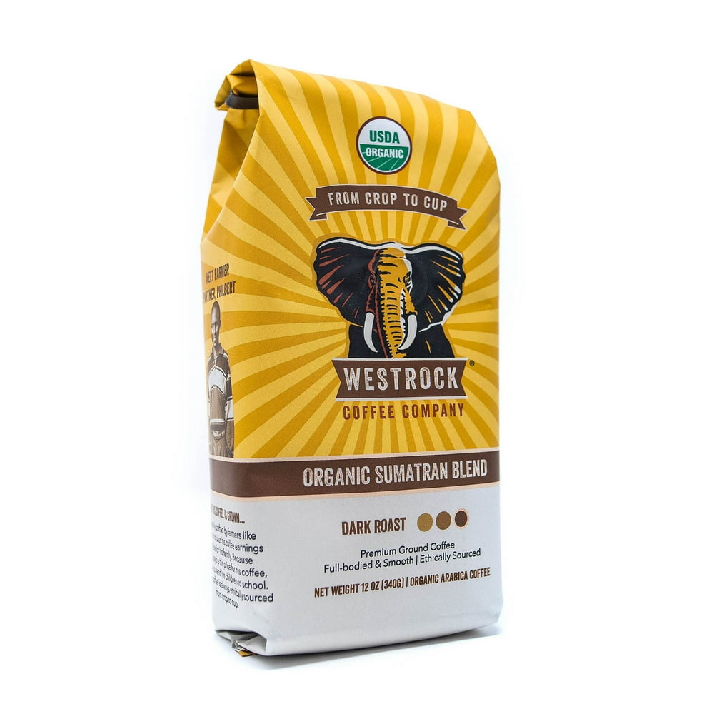 Westrock Coffee Organic Sumatran Blend, Dark Roast Ground Coffee, 12oz