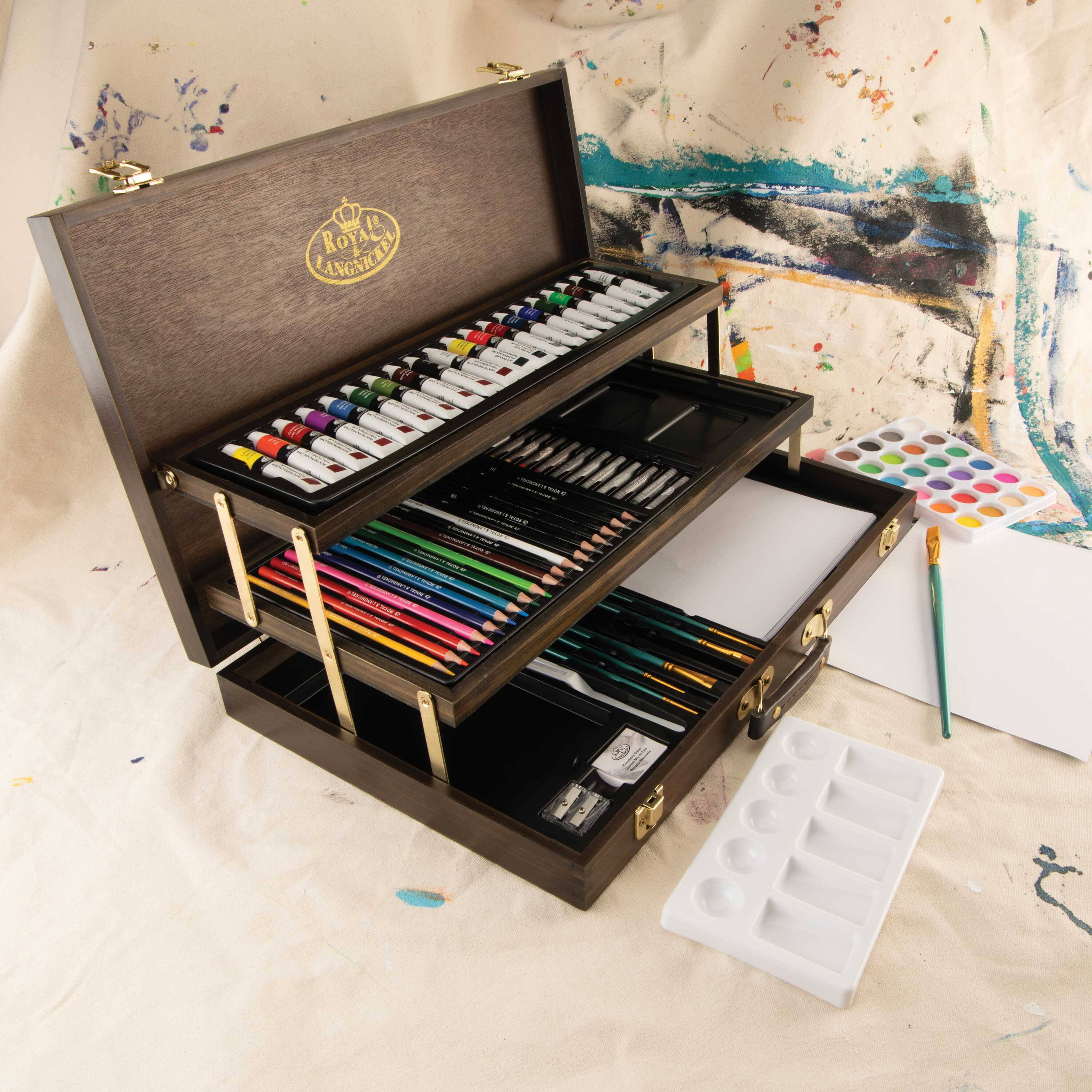 Royal & Langnickel 100 Piece Mixed Media 3-Tier Espresso Art Set