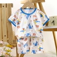 thumbnail image 2 of BOOMNY Toddler Boys Loungewear Outfits Cartoon Graphic Short Sleeve Tshirts Shorts 2 Peice Sleepwear Set Cozy Lightweight Homewear, 2 of 3