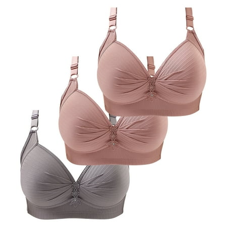 DQRPSEETB Nude Sports Bra Thin Laceless Steel Ring Soft Breathability Underwear Large Size Brater Buckle Female Bra Deep V Neck Vest Bralette Wireless Seamless Bra Grey