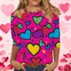 thumbnail image 1 of RKSTN Valentines 3/4 Sleeve Tops for Women Oversized Crewneck Valentine's Day Graphic Printed Short Sleeve T Shirt Womens Casual Round Neck Loose Comfy Loves Heart Print Three Quarter Sleeve Shirts, 1 of 6