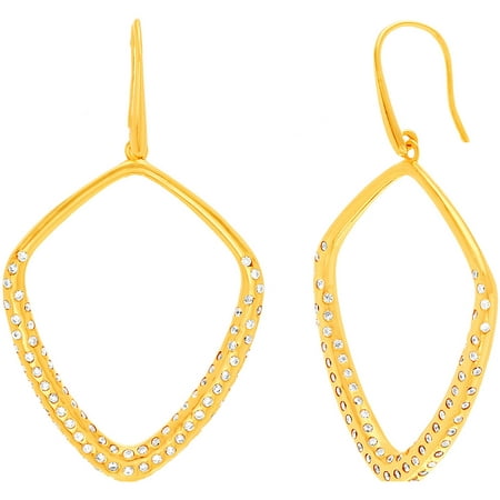 Lesa Michele Genuine Cubic Zirconia Dangling Geoshape Earrings in Gold over Sterling Silver
