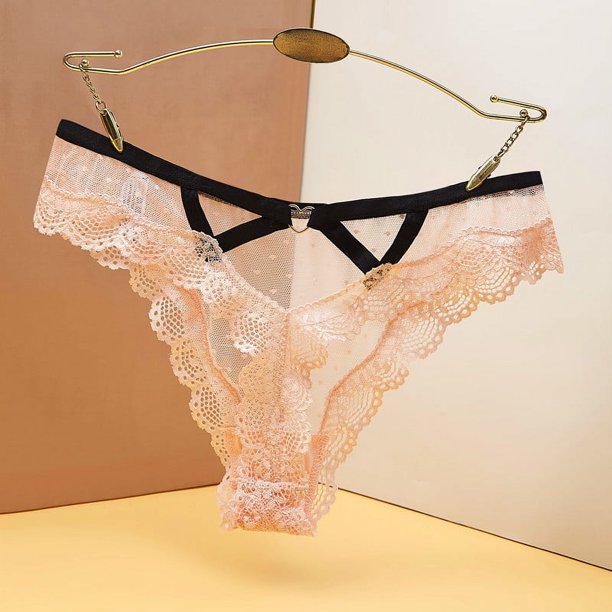 Tanga grande de malla de encaje con lunares para mujer, pantalones tipo T de algodón de cintura baja, transparente, hueco y sin costuras, con entrepierna triangular