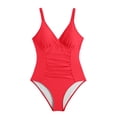 thumbnail image 4 of BKQCNKM One Piece Swimsuit Women, Ruched Swimsuits for Women, Tummy Control Swimsuits for Women, Full Coverage Swimsuits for Women, Slimming Swimsuits for Women, Watermelon Red XL, 4 of 9