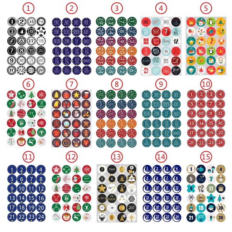 Yihuala 240x Christmas Countdown Advent Calendar Number Sticker Gift ...