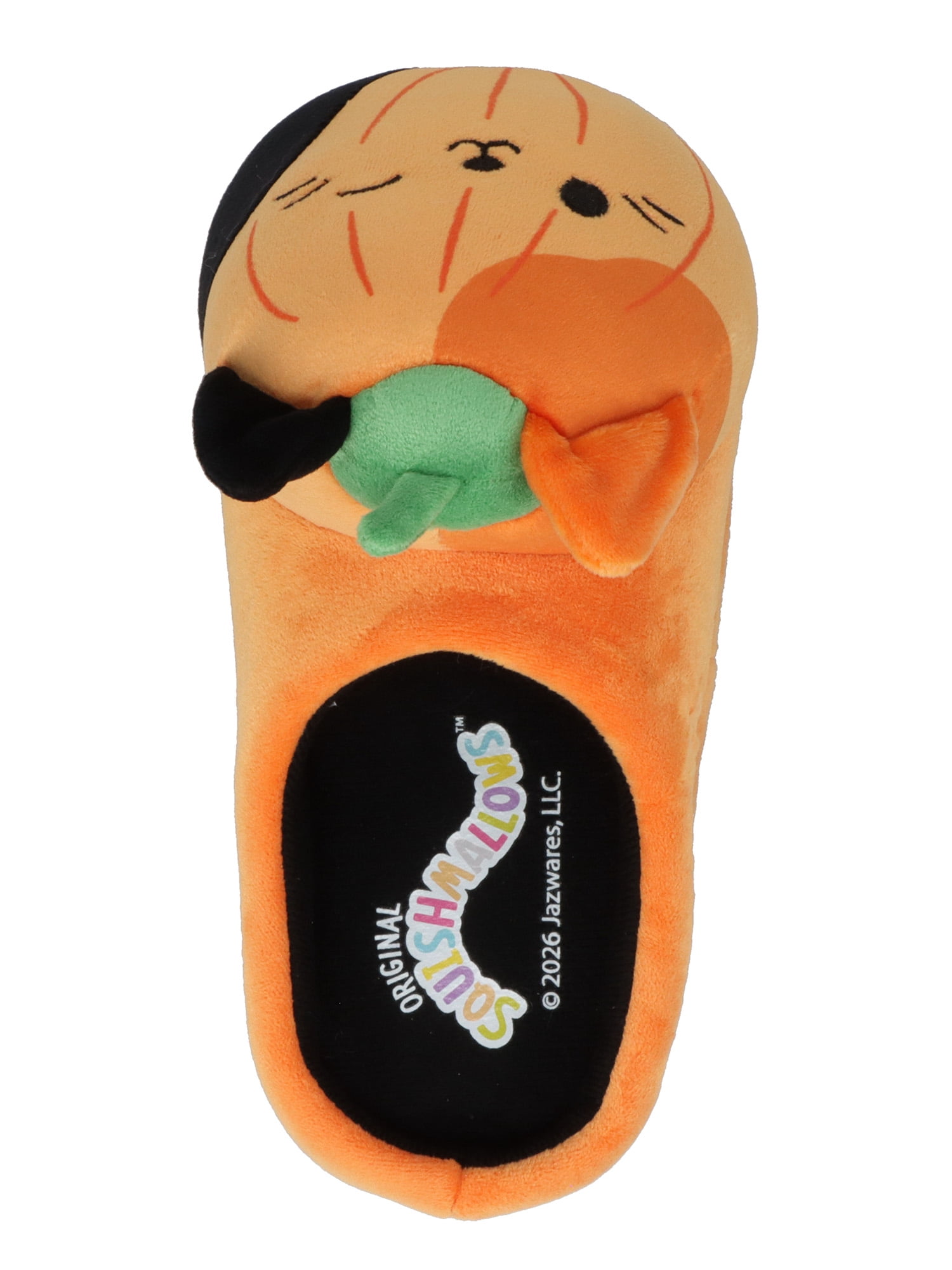Toddler, Little & Big Kids Squishmallows Cam the Cat Orange Pumpkin Halloween Slipper