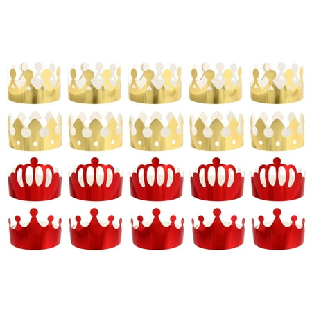 

NUOLUX 20pcs Golden and Red Paper Crown Hats Birthday Party for Adults Children