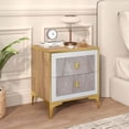 thumbnail image 4 of Costway 1 PCS Nightstand with Storage Faux Marble Surface Accent Table with 2 Pull-out Drawers, 4 of 10