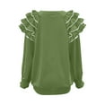 thumbnail image 4 of qolati Christmas Shirts for Women Crewneck Sweatshirts Puffy Sleeve Blouses Dressy Casual Long Sleeve Tunic Tops with Smocked Cuffs S, 4 of 8