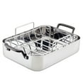 thumbnail image 1 of KitchenAid 5-Ply Clad Stainless Steel Roaster with Removable Rack, 15-Inch x 11.5-Inch, Polished Stainless Steel, 1 of 4