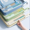 thumbnail image 5 of Plastic Zip Wallet, Mesh Zipper Pouch, A4 Document Folder with Label Pocket, Zip Lock Organizer, Portable File Bag for Office Documents, Household Supplies and Travel Storage,Beige, 5 of 9