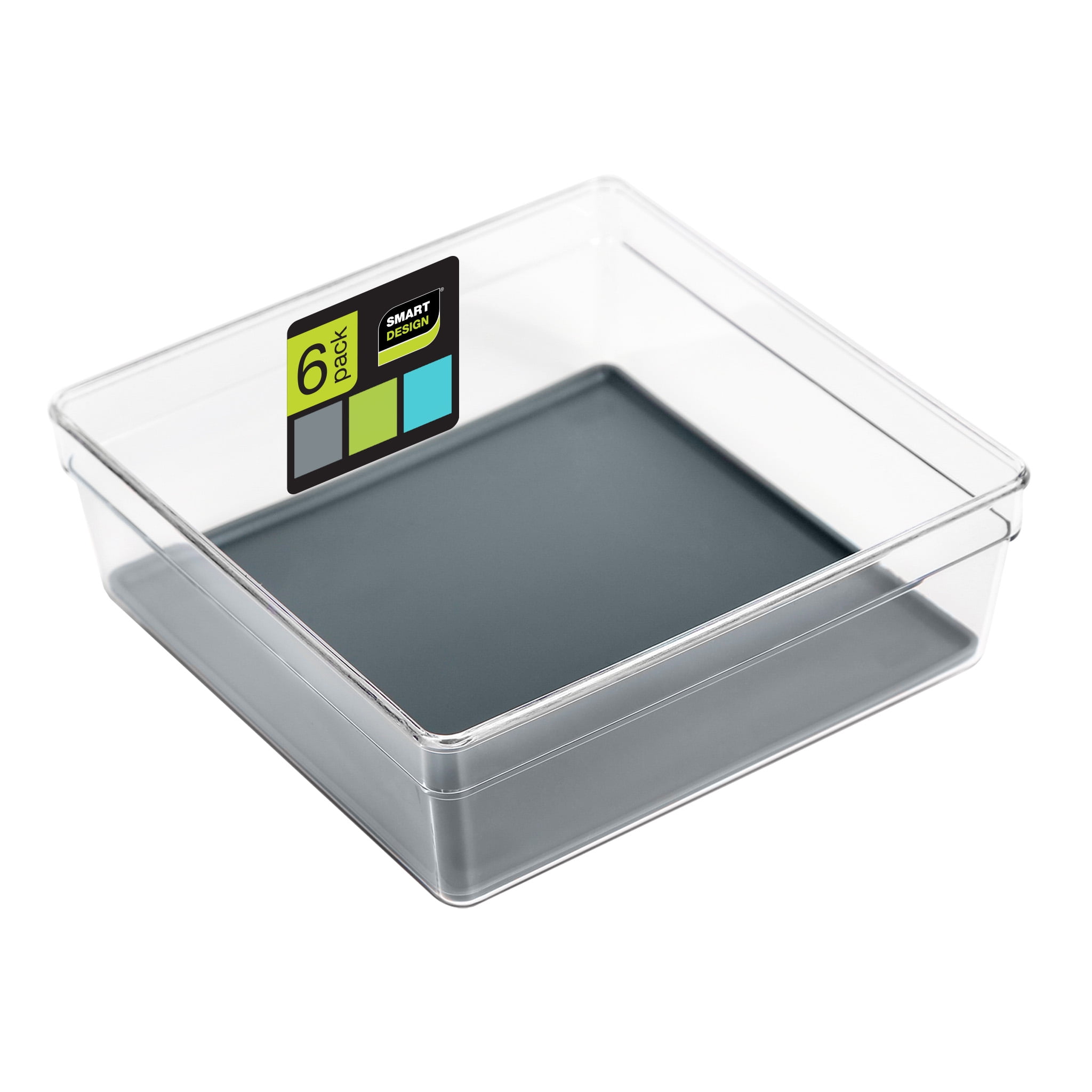 Smart Design Plastic Drawer Organizer - 6 x 6 inch - Gray
