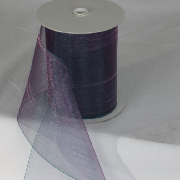 The Ribbon People Blue and Purple Shimmering Crystal Organdy Wired Craft Ribbon 4" x 27 Yards