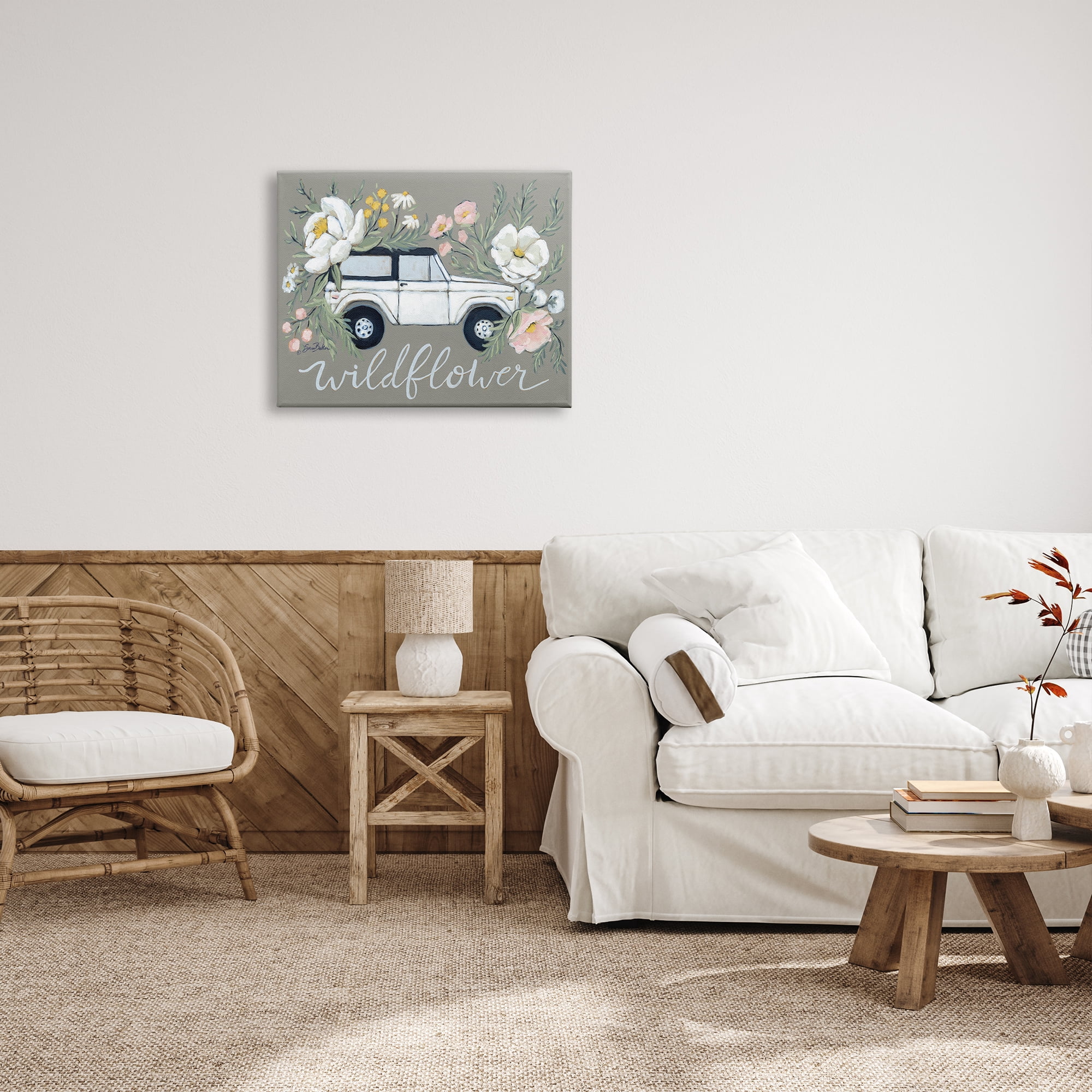 Stupell Industries Wildflower Phrase Floral Car Botanical & Floral Painting Gallery Wrapped Canvas Print Wall Art, 30 x 24