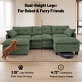 thumbnail image 4 of Amsleekey 111.5" Modular Sectional Sofa with 2 Movable Ottomans, U-Shaped Modern Corduroy Cloud Couch for Living Room, Comfy Deep Seat, Green, 4 of 10