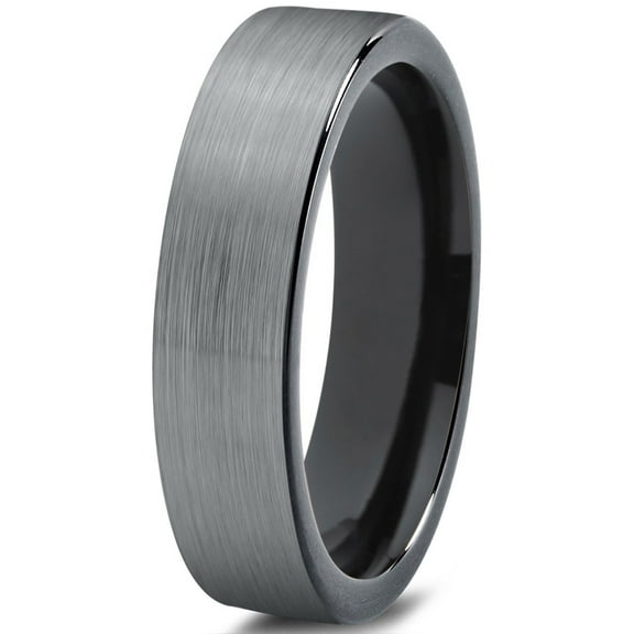 Charming Jewelers Tungsten Wedding Band Ring 4mm for Men Women Comfort Fit Black Pipe Cut Brushed Lifetime Guarantee Size 4