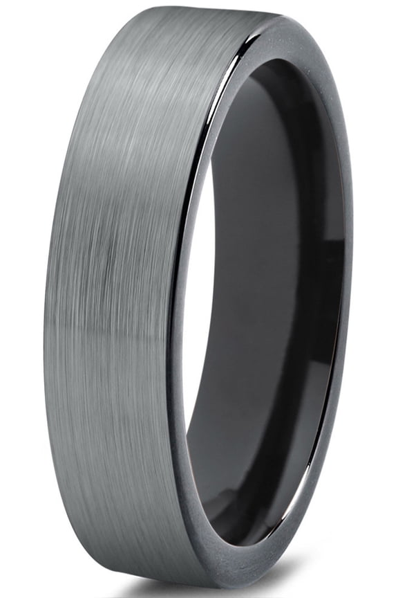Tungsten Wedding Band Ring 4mm for Men Women Comfort Fit Black Pipe Cut Brushed Lifetime Guarantee Size 8