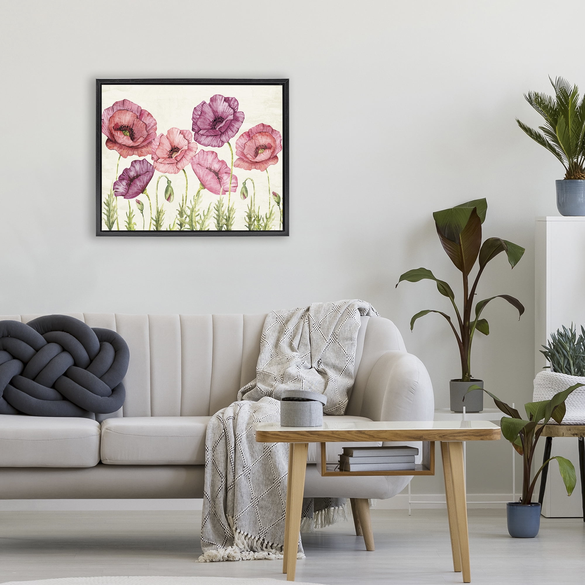 Stupell Industries Poppy Days Vintage Blooms Black Framed Floater Canvas Wall Art, design by Kim Allen